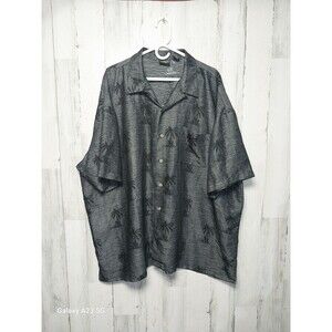 Falcon Bay Men's 3X Black Gray Hawaiian Shirt Palm Trees